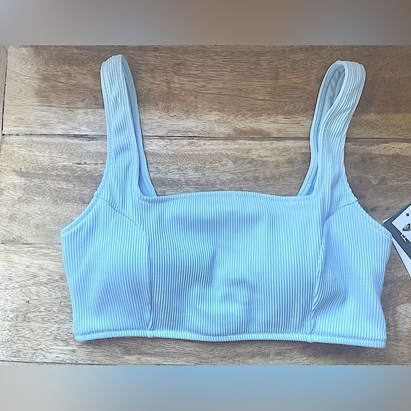 New Roxy Light Blue Ribbed Bikini Set Sz M - Picture 5 of 12